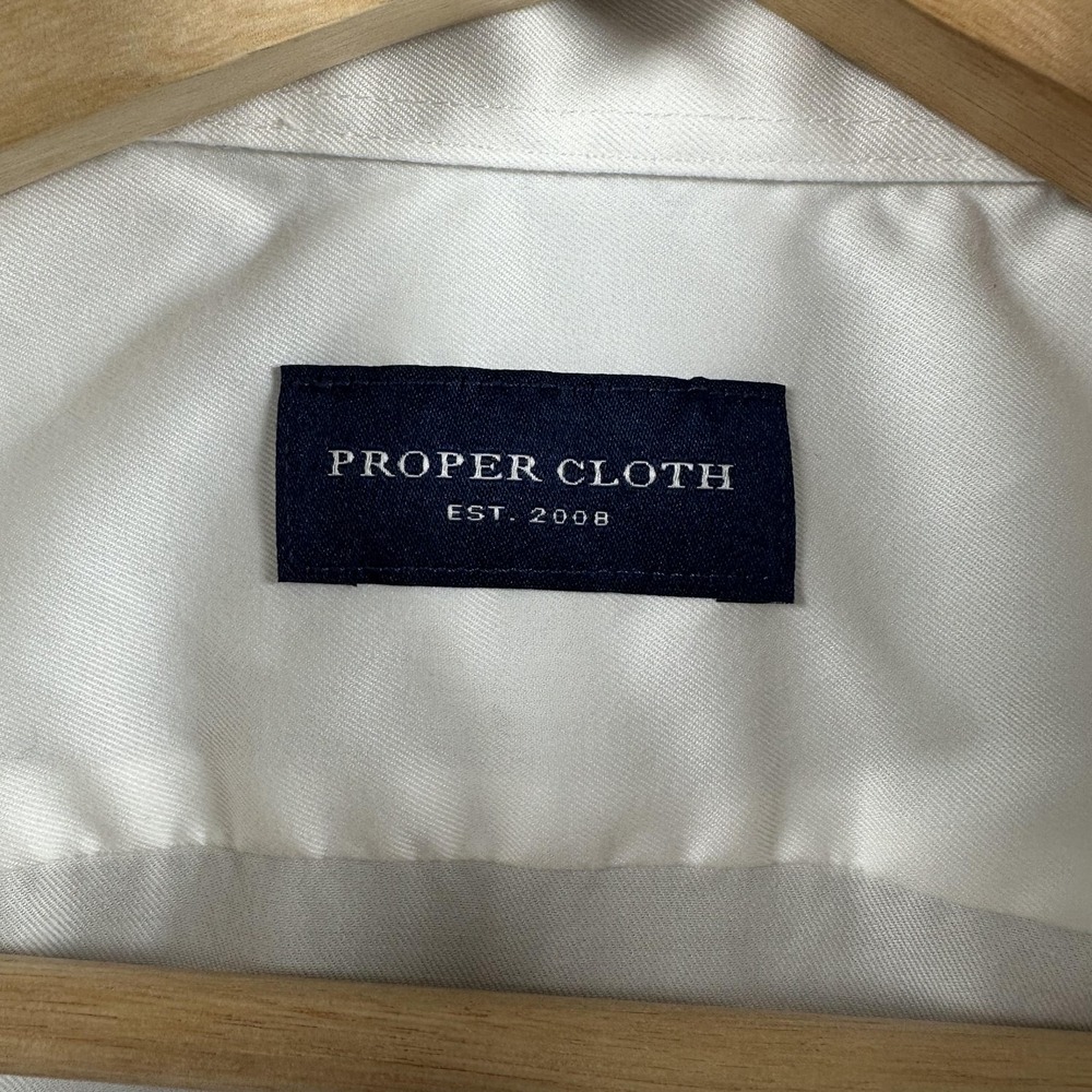 Proper Cloth Lot Of 2 Shirts Mens‎ 17.5 White Short Sleeve Button Down Cotton - Picture 3 of 16